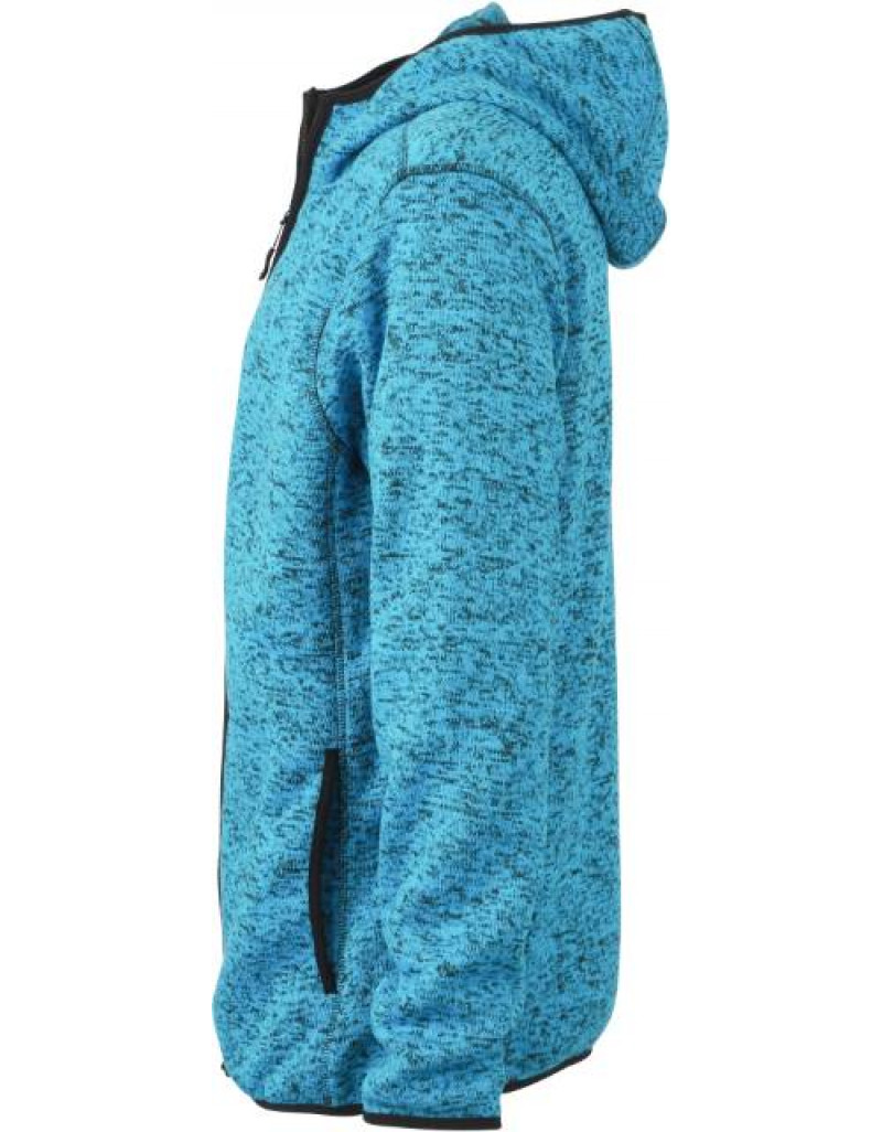 Jachetă tricotată din fleece cu glugă pentru bărbați